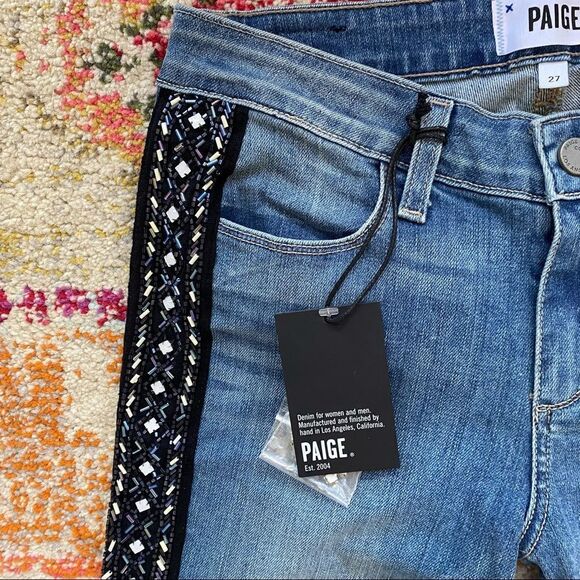 PAIGE Verdugo Embellished Mid-rise Skinny Ankle Jeans - Picture 7 of 16